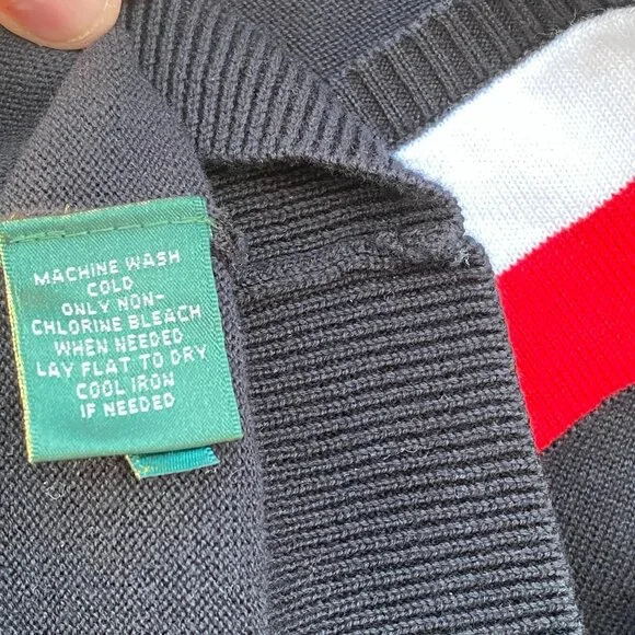 Lauren Ralph Lauren Active Women V-neck Golf Sweater L Preppy Black Cotton S/S - Picture 9 of 14